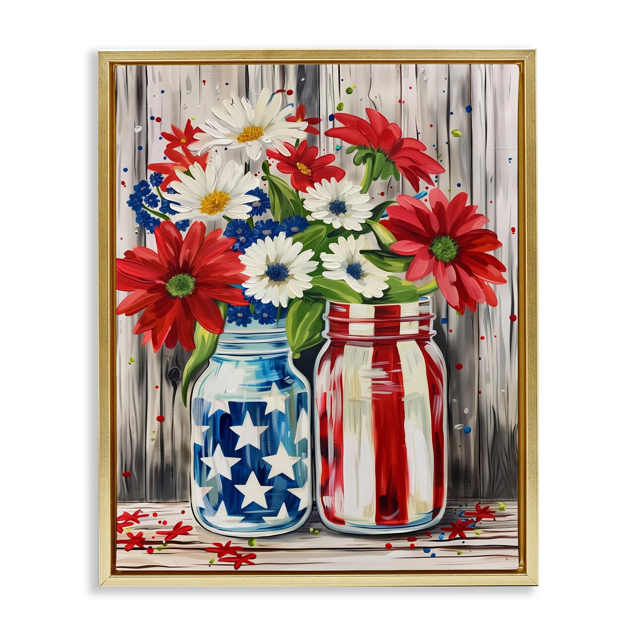Stupell Industries Patriotic Flower Jars Floating Frame By Arlington Prints